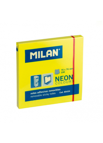 Lipnūs lapeliai MILAN NEON 76x76mm ryški geltona sp.100lap.