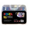 Markerių rinkinys UNI POSCA, 20 įvairių spalvų, plastikinėje dėžutėje