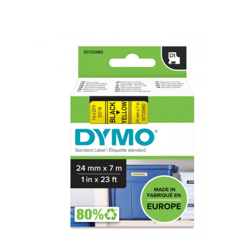 Juostelė DYMO D1 24mmx7m juoda/geltona
