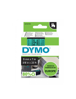 Juostelė DYMO D1 9mmx7m juodas šriftas/žalia