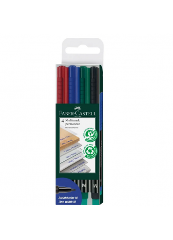 Žymeklių permanentinių 4sp. rinkinys FABER-CASTELL MULTIMARK M su trintuku 152504