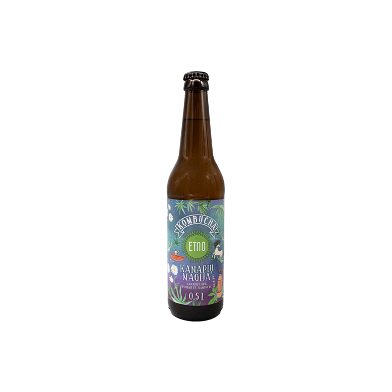 Kombucha fermentuotos arbatos gėrimas „Kanapių magija“, ETNO, 500 ml x 10 vnt.