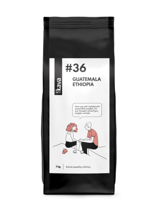 Nr.36, MIX Guatemala, Ethiopia (Yirgacheffe) skrudintos kavos pupelės, KAVA96, 1 kg