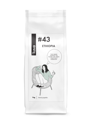 Nr.43, ETHIOPIA (Yirgacheffe grade 2) skrudintos kavos pupelės, KAVA96, 1 kg