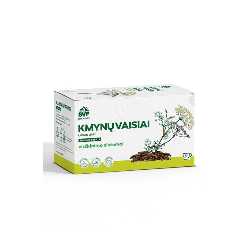 Kmynų vaisiai, žolelių arbata, virškinimo sistemai, Švenčionių vaistažolės, 24 pakeliai
