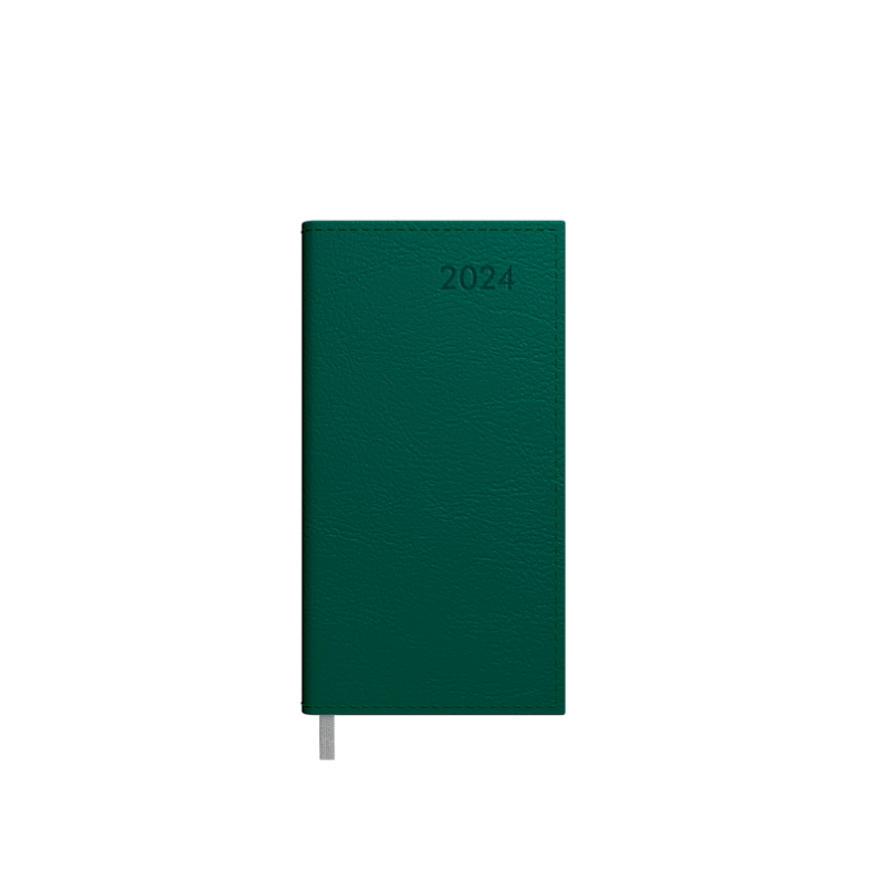 Darbo knyga - kalendorius MIDI 2027m 90x167mm, tamsiai žalios spalvos