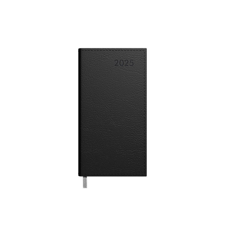 Darbo knyga - kalendorius MIDI 2027m 90x167mm, juodos spalvos