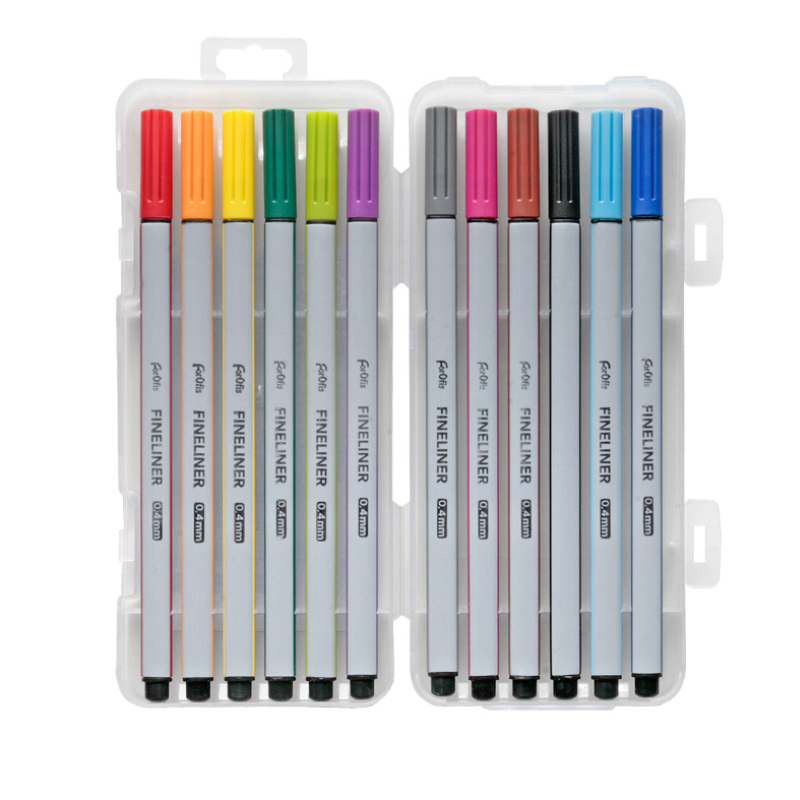 Rašiklių rinkinys FOROFIS FINELINERS 0,4mm 12 spalvų