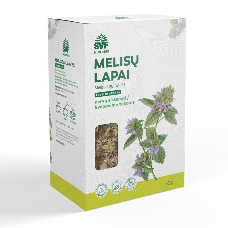 ŠVF žolelių arbata melisų lapai.