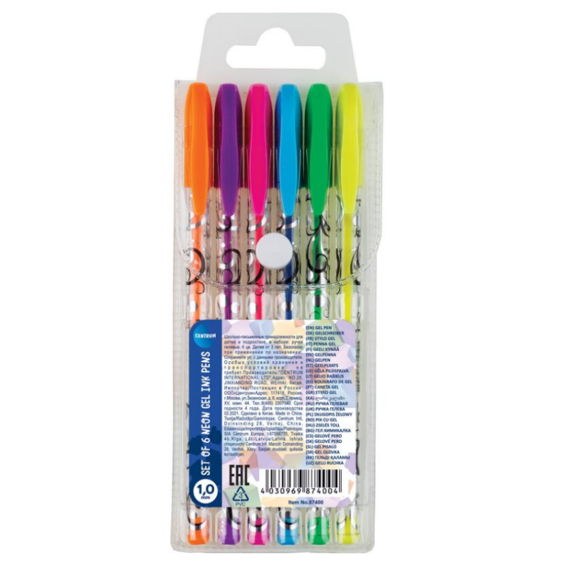 Gelinių rašiklių rinkinys CENTRUM NEON 6vnt 1.0mm